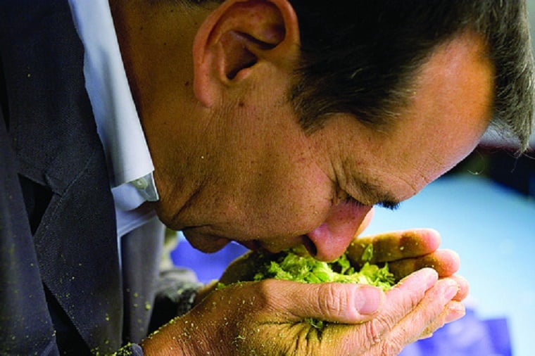 Jim smelling hops